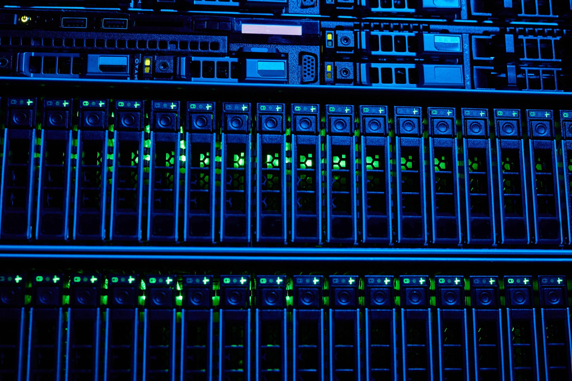 Setup of Blade Servers Close Up